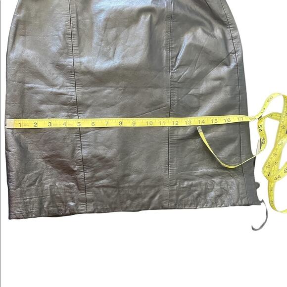 Vintage Don’t Stop Genuine Black Leather Mini Skirt size small - Picture 8 of 12